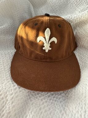 Billy Reid Brown Cap with White Fleur-de-Lis